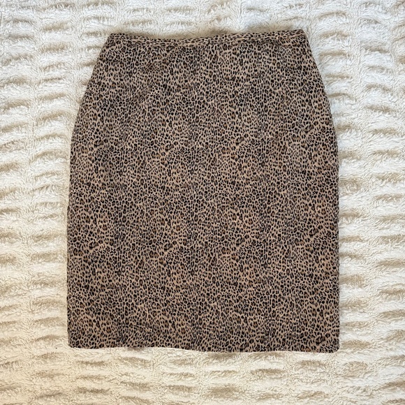 Vintage Silk Leopard Animal Print Office Siren Pencil Skirt Size 12 - Picture 2 of 7